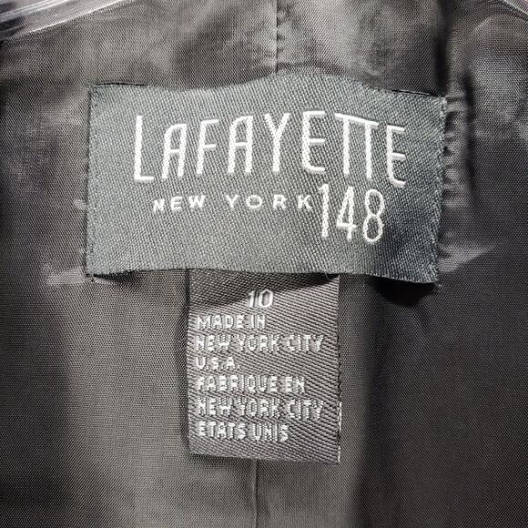 Lafayette 148 New York Gray Pinstriped 100%Wool Blazer Jacket Size 10 - Picture 9 of 15